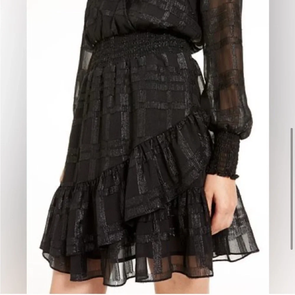 MICHAEL MICHAEL KORS Plaid Metallic Ruffle Dress Size S - Picture 7 of 16